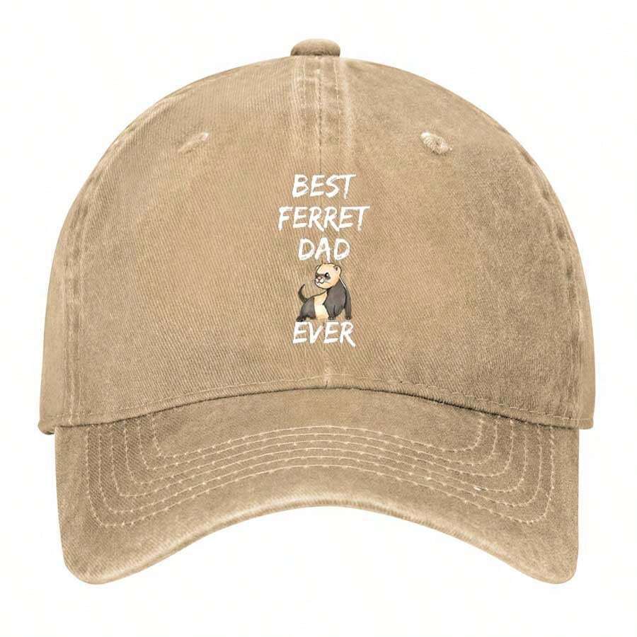 Best Ferret Dad Ever Vintage Washed Baseball Cap - 卡其色 - 查看 1