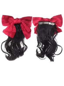 1个女孩红色蝴蝶结卷发马尾发夹（弹簧夹款式），可爱公主风发饰。 - 彩色 - 查看 5