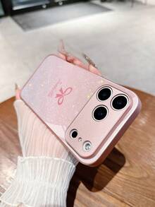 1pc Customized Name, Pink Glitter Minimalist Crown & Heart Pattern Creative Phone Case, Compatible With Samsung S24 Ultra/S25 Ultra And Apple 17 Pro Max/16 Pro Max/15 Pro/14 Plus/13 Pro/12 Pro Max/11/Xs Max/8/7/6 Plus, Suitable As Birthday Gift, For Girlfriend/Boyfriend Or Personal Use - Pink - View 4