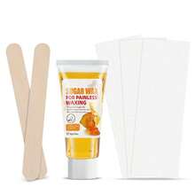 50G Lemon Sugar Wax Hair Removal Soft Wax Beeswax Hair Removal Kit New Formula Is Gentle And Non-Irritating, Precise Hair Removal Without Residue, (1 Can Of Soft Wax, 3pcs Of Hair Removal Paper, 2 Wax Sticks) - Multicolor - View 6