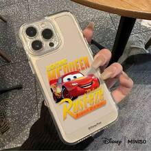 Miniso Disney Cars Lightning McQueen Rust-Eze Bumper Ointment Design Phone Case Suitable For IPhone 17/17 Pro/17 Pro Max/17 Air/16/15/14/13/12/11/X Series Iphone 17 Pro Max Case Iphone 17 Pro Case Iphone 17 Case Stocking Stuffers The Girlfriend - Clear - View 5