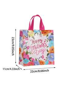 24/18/12/6/4/2个装花卉印花无纺布礼品袋 - 可折叠可重复使用购物袋，印有“母亲节快乐”字样；母亲节惊喜礼品包装袋、母亲节派对回礼袋、母亲节花店花束袋、婴儿派对礼品袋、母亲节派对餐桌装饰、母亲节家居装饰、母亲节背景袋 - 查看 11