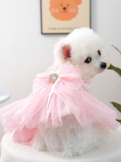 PETCIRCLE 1pc Pet Dog Dress, Outdoor/Indoor Apparel For Small , Poodle, Teddy, Casual Fashion Cute Romantic Wedding Tulle Skirt Series