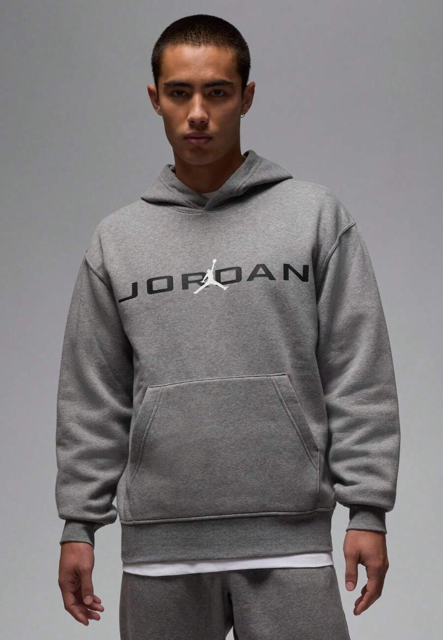 Nike Jordan Essential Fleece Air Stretch Overhead Hoodie Jumpman Hooded Sweatshirt - Dark Grey - View 1