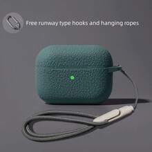 Litchi Texture Protective Case - Ultra Thin, Exquisite Protection, Anti-Fingerprint, Anti-Dust Silicone Protective Shell - Pine Needle Green + Hanging Rope + Hook - View 3