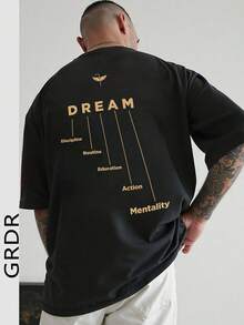 GRDR 男士时尚印花宽松短袖T恤 | 精致设计 | 夏季必备 | 易于搭配，展现您的风格 - 黑色 - 查看 3