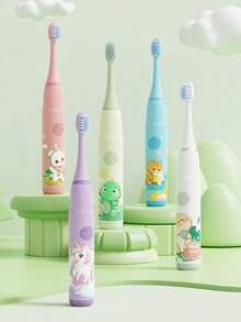 1pc Rechargeable/Battery Operated Electric Toothbrush With 6 Brush Heads, 1-Speed Battery Model, 4-Speed Rechargeable Model - Purple - View 2