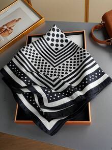 1条女士围巾，仿桑蚕丝，仿真丝围巾，时尚配饰围巾，70厘米方巾，杭州丝绸 - 橘色 - 查看 10