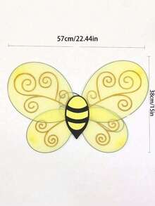 1 Set Cute Halloween Bee Costume And Accessories (Including Headpiece And Wings) - Multicolor - View 3