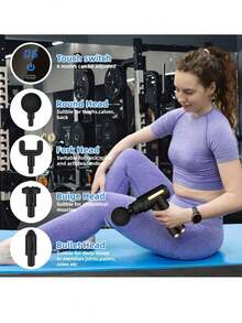 LCD Fascia Gun - 1200mAh USB Rechargeable Upgraded Faica Gun - Muscle Relaxation Massager Instrument With 4 Massage Heads & 6 Speeds, Touch Buttons. Suitable For Office Workers To Use While Sitting For Long Periods, For Athletes And Bodybuilders To Use For Relaxation After Exercise Training. - màu đen - Xem 5