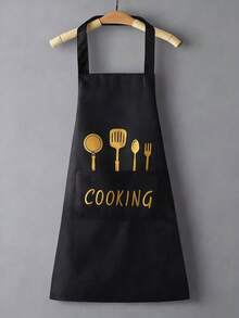 Delantal de cocina impermeable premium adecuado para hombres y mujeres - Delantal con peto ajustable con bolsillos para cocinar, hornear, asar a la parrilla - Delantal de chef de poliéster duradero - Multicolor - Ver 13
