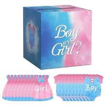 Gender Reveal Pull Out Game Box, Voting Game Invitation Set, Includes 40 Voting Cards, Boy Or Girl, Gender Reveal Supplies, Pink And Blue - Multicolor - View 1