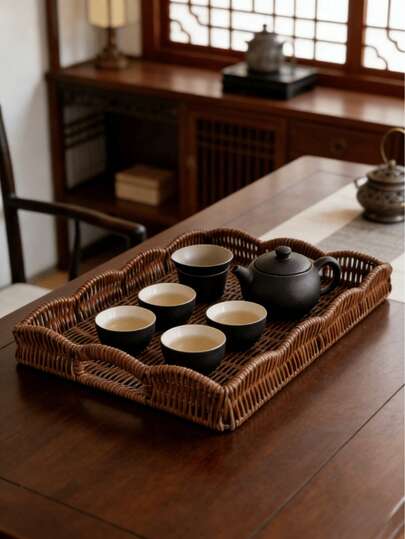 1pc Paper Woven Basket With Handle, Desktop Storage Basket, Decorative Lace Basket, Makeup/Key/Remote Control Storage Box, Snack & Miscellaneous Storage Basket, Clothing & Toy Storage Basket, Suitable As Halloween Or Christmas Gift