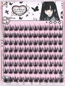 96pcs Natural Single Cluster Self-Adhesive False Eyelashes - Transparent Lash Stems. Realistic Cartoon-Style Lashes, Lightweight And Glue-Free, Dense, Curled And Lengthening. Self-Adhesive Design, Perfect For Bare-Faced Or Natural Makeup. Reusable, Suitable For Daily Life, Weddings, Dates, Parties, Music Festivals, And Various Occasions. - C - View 5