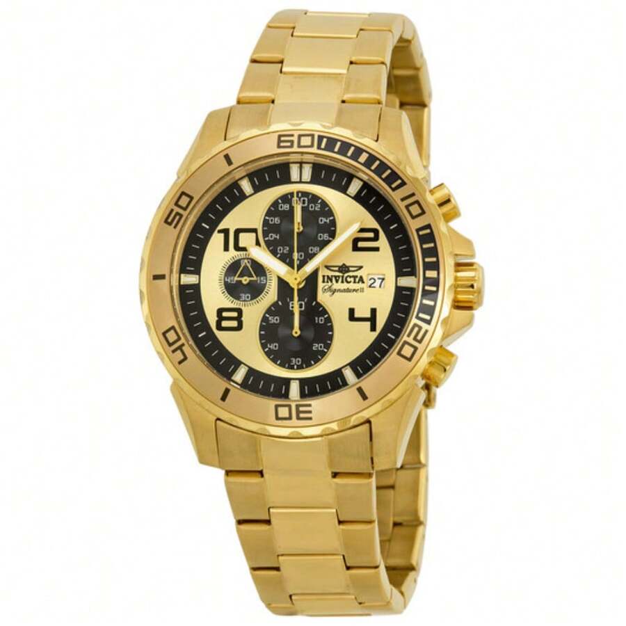 Invicta Signature II Chronograph Gold And Black Dial Men's Watch 7472 - 均碼 - 查看 1