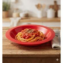 Set Of 10 Round Plastic Deep Plates For Meals - Red - View 6