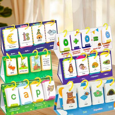 Children's Natural Phonics Cvc Visual Word Recognition Card Table Calendar Flip Card English Early Education Teaching Tool Learning Flash Card, Sentences, Vocabulary, Desk Calendar, Prepositions, Cognitive Cards, Parent Child Interactive Educational Toys