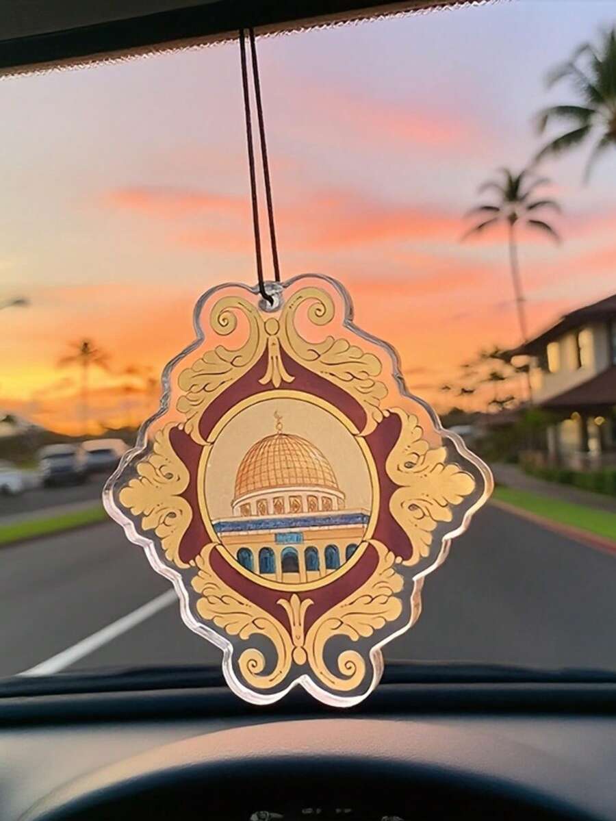 1Pc 2D Islamic Muslim Car Decorations, Rearview Mirror Decorations, Spiritual Car Interior Accessories, Perfect Choice For Eid Al Fitr, Valentine's Day Gifts, And Gifts For Friends - Multicolor - View 1