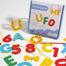 Educational Early Learning Alphabet & Number Lacing Wooden Toy - Multicolor - View 3