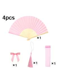 20把/4把套装婚礼折扇，适合婚礼派对装饰，粉色蝴蝶结流苏扇，透明网袋，新娘派对回礼，伴娘拍照道具，生日派对礼物，夏季活动 - 多色 - 查看 13