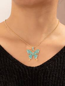 1pc Bestselling Minimalist Butterfly Pendant Necklace, Can Be Worn With Fashionable Outfits - Gold - View 3