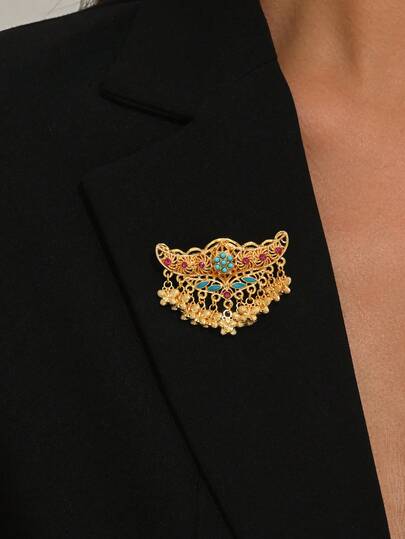 1 szt. luksusowa broszka z geometrycznym frędzlem z kryształkami w stylu vintage, odpowiednia na przyjęcia i bankiety dla kobiet