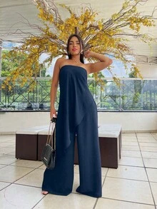 Long Romper Made Of Dune Fabric - Azul Marino - Ver 1