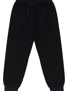 Children's Fleece-Lined Sweatpants, Winter Style, Ages 4-14, Boys And Girls, Comfortable And Thermal, For Back To School. - 黑色 - 查看 4