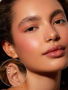 2Pcs U Shape Horseshoe Nose Ring Stainless Steel With Double Head Zirconia, Piercing Jewelry For Women Men, Septum Rings Lip Piercing Eyebrow Piercing Belly Button Piercing Gauges, Summer Festival Prom Accessories Adult Gifts - Multicolor - View 8