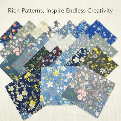 42块5英寸×5英寸印花布料方块，多种颜色可选，是拼布项目的理想之选，预裁印花拼布材料，非常适合节日工艺品和手工制品。