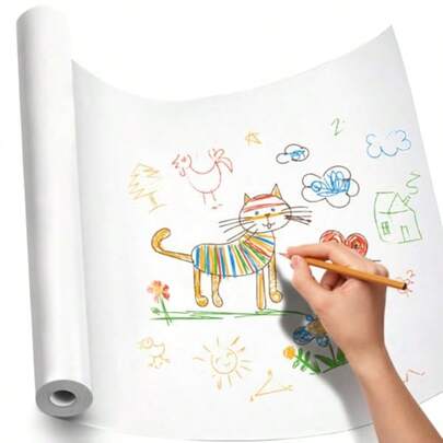 PerkHomy Craft Paper Roll 15" X 450" Kraft Paper White Easel Paper Roll For Moving Gift Wrapping Art Bulletin Board Paper Floor Covering Bouquet Flower Packing Painting Drawing Poster Chart Paper