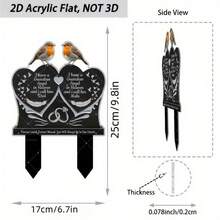 2D Flat, 1pc Acrylic Robin Guardian Angel Memorial Stake - 2D Flat Print, 0.078 Inch Thick, Heart Design With Bird Silhouette And Engraved Message, For Father And Mother's Grave Decoration, Outdoor Installation For Easter Or Memorial, Outdoor Tribute | Bird Silhouette Decor | Decorative Stake, Memorial Day Decoration, 2D Flat - A - View 4
