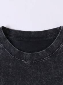 Men's Printed Vintage Washed Vest, Loose Fit, Casual Street Style, An Essential Everyday Item. - màu đen - Xem 2
