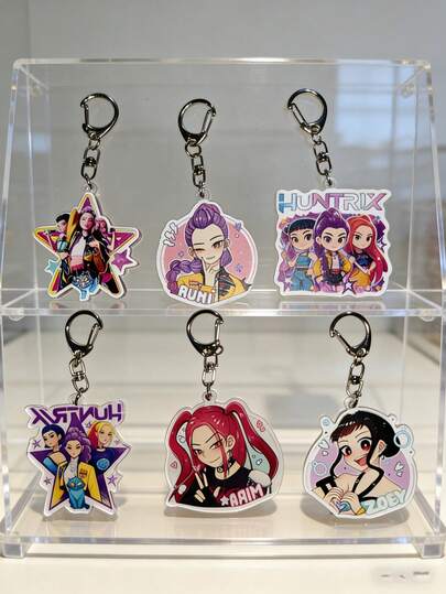 6pcs/Set Kpop Girl Group Theme Acrylic Keychain, Cute Bag Decor, Best Fans Festival Gift, Daily Fashion Accessory