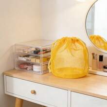 1pc Lightweight Breathable Drawstring Cosmetic Bag, Large Capacity Makeup Organizer Box, Portable Cotton Soft Towel Toiletry Travel Pouch, Multi-Functional Drainage Breathable Drawstring Bag - Multicolor - View 11