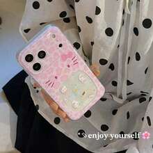 1pc New Sanrio Stylish Leopard Print Big Mouth Kitty Phone Case, Shock-Resistant, Suitable For IPhone 15 Pro Max, 16, 16 Pro, 16 Pro Max, 17, 17 Pro, 17 Pro Max, Unisex, Couples, Birthday, Valentine's Day, Exquisite Gift - Multicolor - View 1