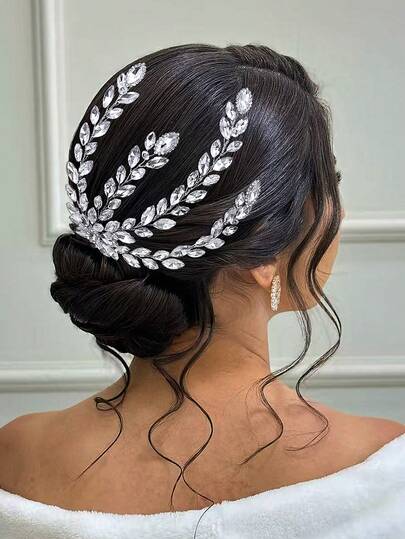 1pc Minimalist Romantic Crystal Bridal Hair Accessory, Handmade Hair Clip For Women, Suitable For Wedding, Party, Photography, Celebration, Prom