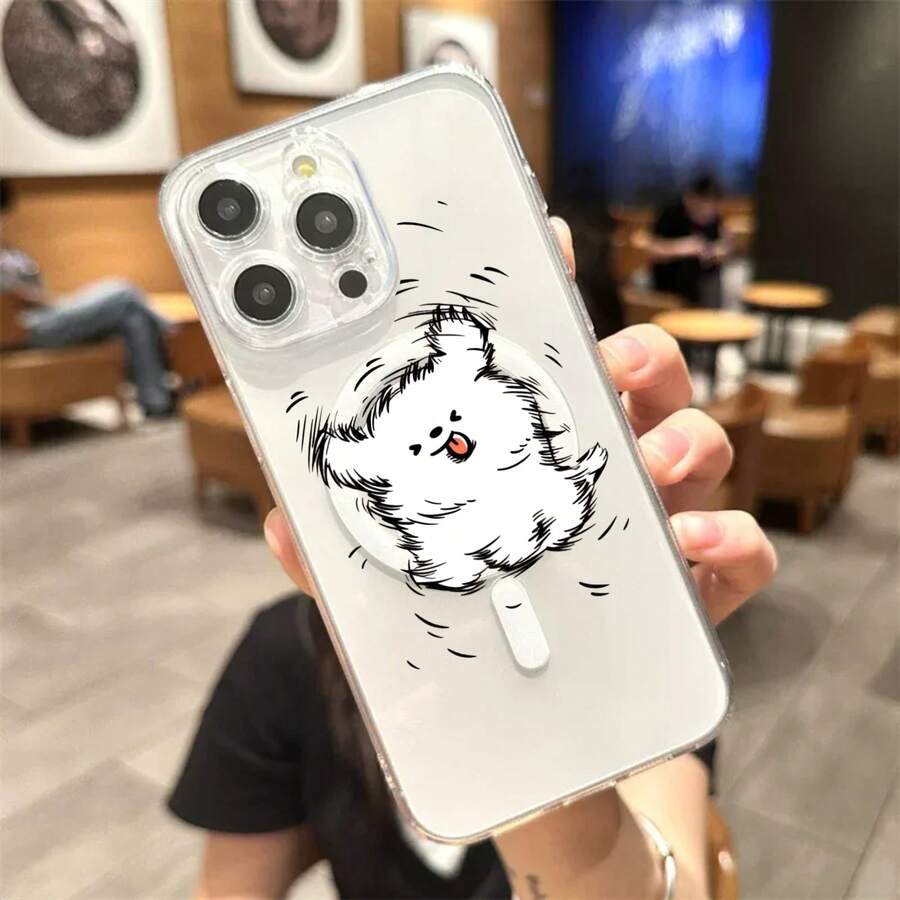 Clear Acrylic Magnetic Phone Case For Couples, Compatible With Multiple Phone Models - Perro Pelo Revoltoso2 - View 1