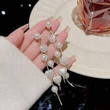 Pearl Earrings, Silver Needle Earrings, New Heart Tassel Earrings, Niche Design Elegant Versatile - Gold - View 3