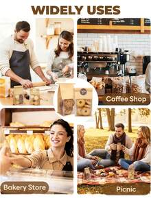 50pcs Cookie Bags With Window And Tin Clasp Closure, Suitable For Muffins, Snacks, Brownies, Candies, Oatmeal - Brown - View 6