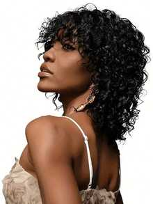 Water Wave Human Hair Toppers With Bangs Silk Base 3 Clips Natural Black Curly Human Hair Toppers Invisible Seamless Clourse Topper Hairpieces For Women Daily Wear - Natural Black - View 5