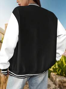 The 1913 Delta Sigma Theta Women's Baseball Jacket Is Fashionable And , Perfect For Street Fashion In Spring And Autumn.It Is An Ideal Choice For Outdoor Activities And Various Events - 黑色 - 查看 2