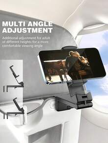 通用飞机手机支架，360°旋转多角度手机支架，手机支撑架，旅行必备，办公桌和车载手机支架 - 黑色 - 查看 3