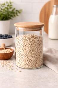 Clear Glass Cylinder Storage Jar With Bamboo Lid 950ml - View 2