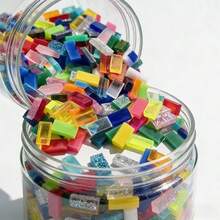 100pcs/Set High Quality Mixed Color PVC Sheets, DIY Mixed Color Rectangular Craft Supplies, Colorful Acrylic Candle Holders & Home Decor, Mosaic Tile Kit, Creative DIY Materials, Limited Time Offer, DIY Craft Supplies - 100 Pieces Of Long Strip - View 11
