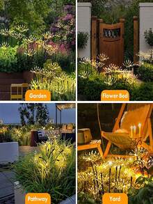 1pc Solar Powered Yard Light, Flickering Starburst Lamp, Solar Outdoor Lighting, Patio Pathway Light, Solar Firework Light, Solar Outdoor Garden Decor Light, Suitable For Yard, Patio, Bushes, Lawn, Flower Bed - Fireworks Lights - View 9