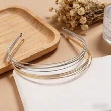 Minimalist Fashion Metal Thin Headband, Suitable For Daily Wear Beauty Home Hair Accessories - Gold - View 6