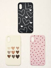 3件套爱心印花仿皮纹理防摔防刮防滑手机壳，可爱爱心美学设计（红色迷你爱心、米色渐变爱心、白色线条爱心），兼容 11/12/13/14/15/16/16 Plus/17/17 Pro/17 Pro Max/16e 和 Galaxy S24 Ultra/S25 Ultra/A06 - 彩色 - 查看 12