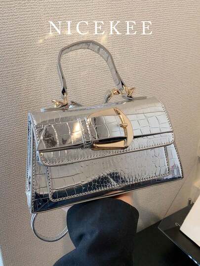 Modische und personalisierte einfarbige vielseitige Umhängetasche, nischenhaftes Design Alltagstasche, leichte Krokodilmuster exquisite Umhängetasche, geeignet für Einkaufen, tägliche Ausflüge, Arbeit und Partys