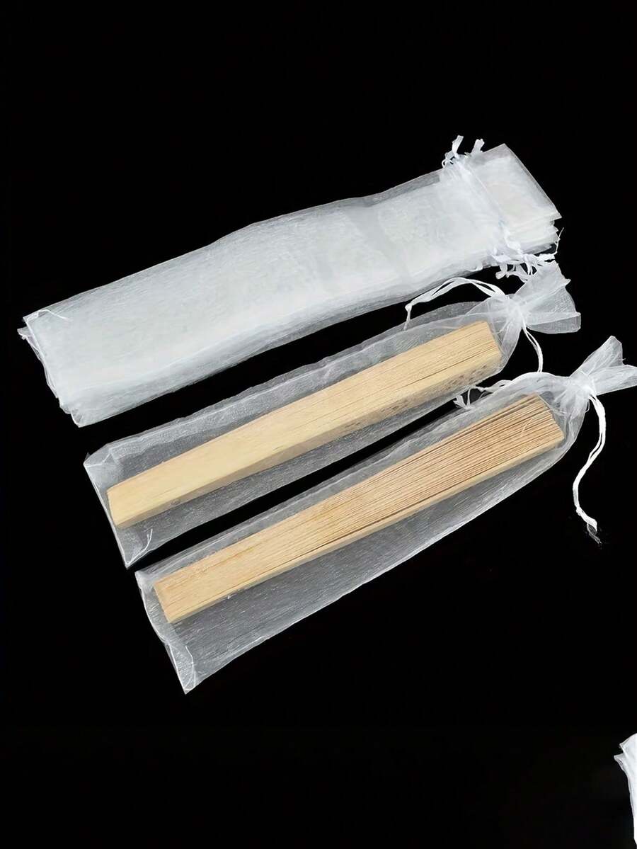 1-100pcs Drawstring Organza Gift Bags, Used For Folding Hand Fan Storage, Gauze Bags, Rectangular Gift Bags, Multi-Purpose Transparent Organza Bags, Handmade Packaging Bags, Party Wedding Favors; First Birthday Gifts, Wedding Favor Gift Bags, Party Gifts, Fan Storage